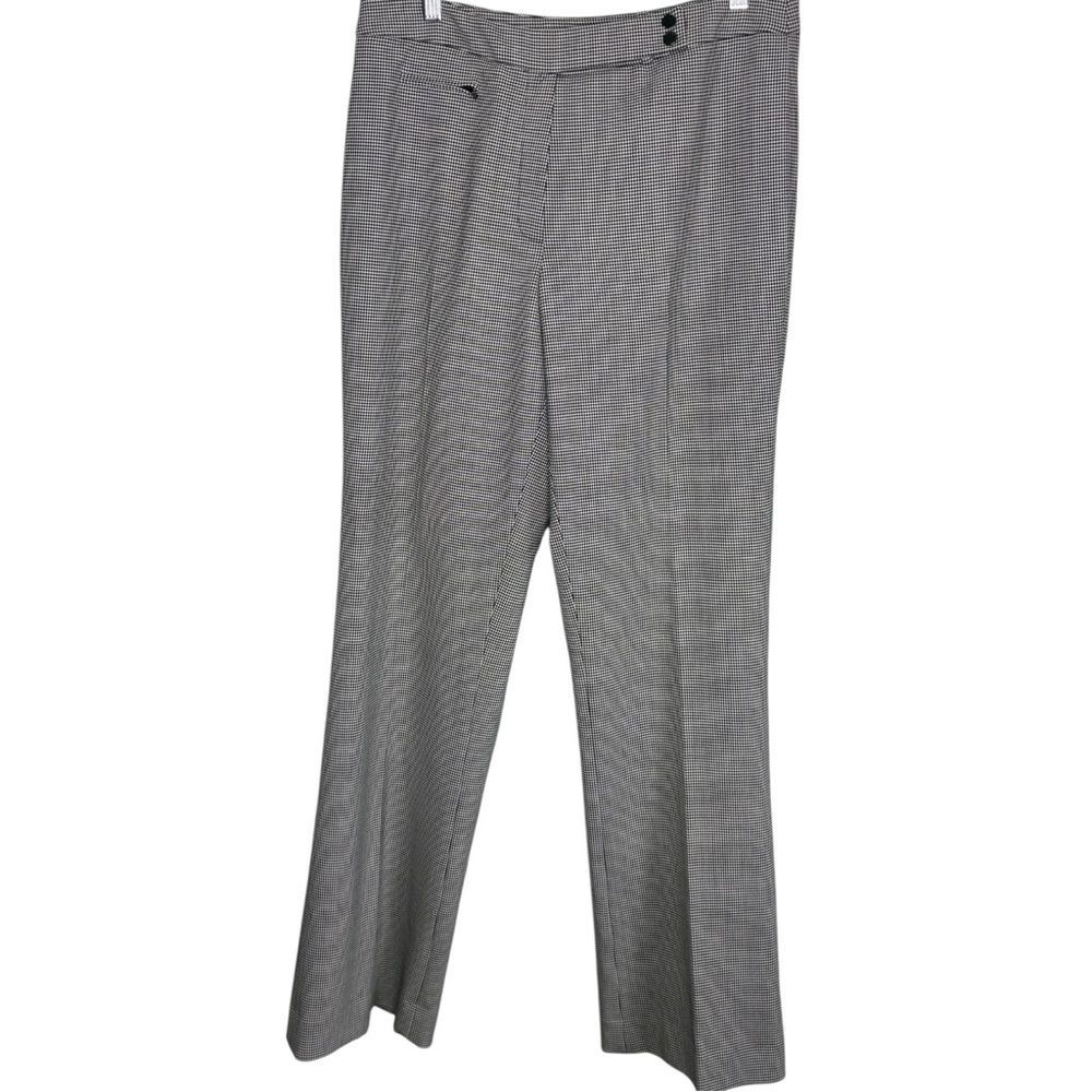 Anne Klein black white houndstooth dress trousers size 8 stretch